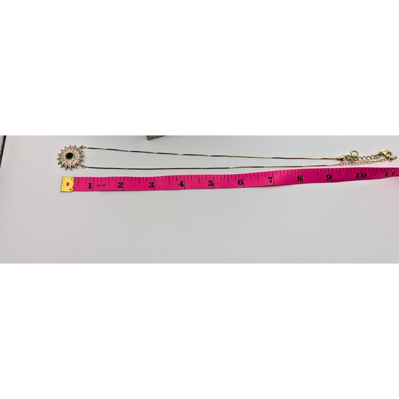 Green And White Cz multi-stone Evil Eye goldtone Necklace 18" W/ Extender nice! - Picture 5 of 7